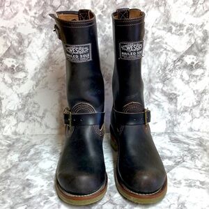 Wesco black leather boss engineer motorcycle boots size 8.5